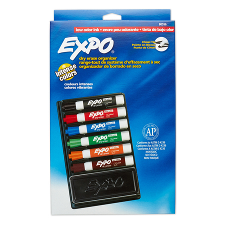 Expo Low Odor Dry Erase Markers with 6-Marker Organizer and Eraser 80556
